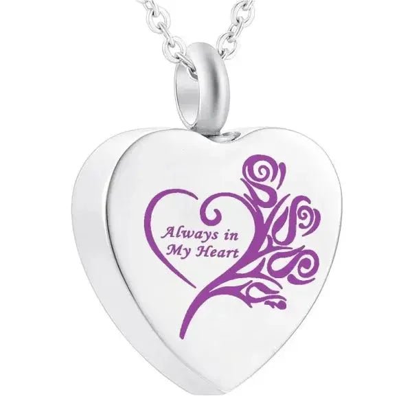 Stalen Ashanger Hart Always by My Side &acirc;&euro;&ldquo; Zilverkleurig 316L Gedenksieraad - Famil