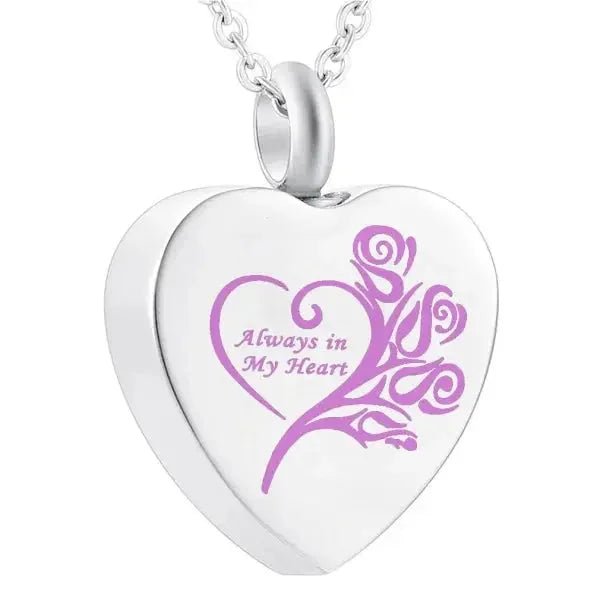Stalen Ashanger Hart Always by My Side &acirc;&euro;&ldquo; Zilverkleurig 316L Gedenksieraad - To th