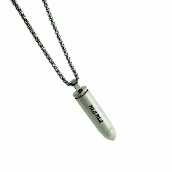 Stalen Kogel Ashanger met Tekst &acirc;&euro;&ldquo; Zilver & Zwart 5x1cm Gedenksieraad - Zilver