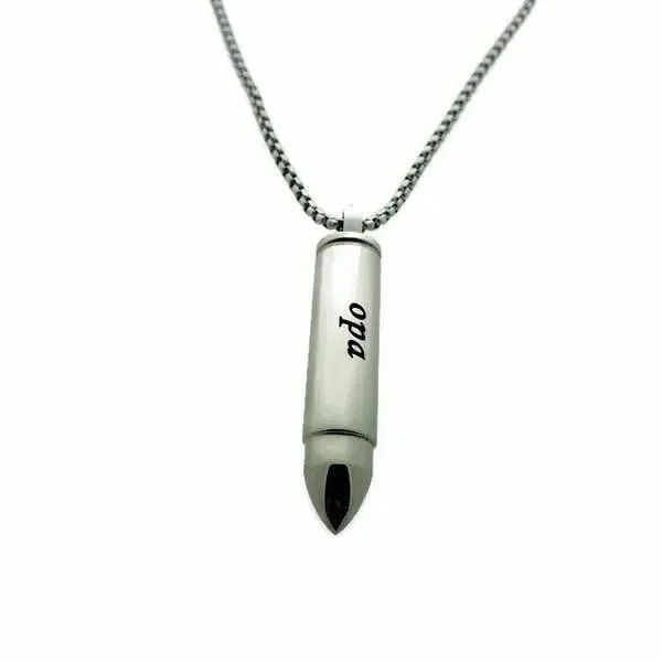 Stalen Kogel Ashanger met Tekst &acirc;&euro;&ldquo; Zilver & Zwart 5x1cm Gedenksieraad - Zilver