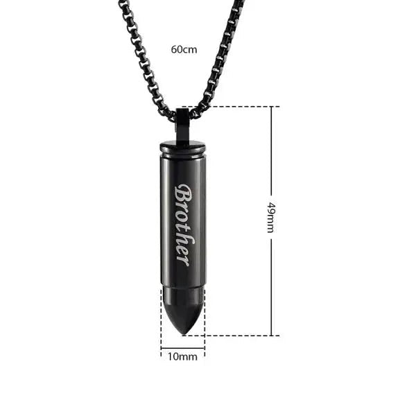 Stalen Kogel Ashanger met Tekst &acirc;&euro;&ldquo; Zilver & Zwart 5x1cm Gedenksieraad - Zwart/