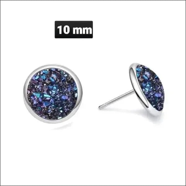 RVS Druzy Oorbellen Diverse Kleuren 8-12mm - Glinsterende Studs - Rood -