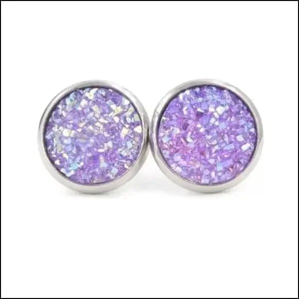 RVS Druzy Oorbellen Diverse Kleuren 8-12mm - Glinsterende Studs - Rood -