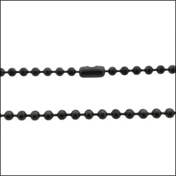 Zwarte Bolletjes Halsketting RVS &acirc;&euro;&ldquo; Stoere Stalen Tagketting Unisex - 2.4mm / 70cm