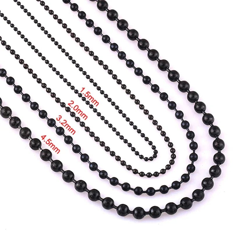 Zwarte Bolletjes Halsketting RVS &acirc;&euro;&ldquo; Stoere Stalen Tagketting Unisex - 2mm / 55cm -