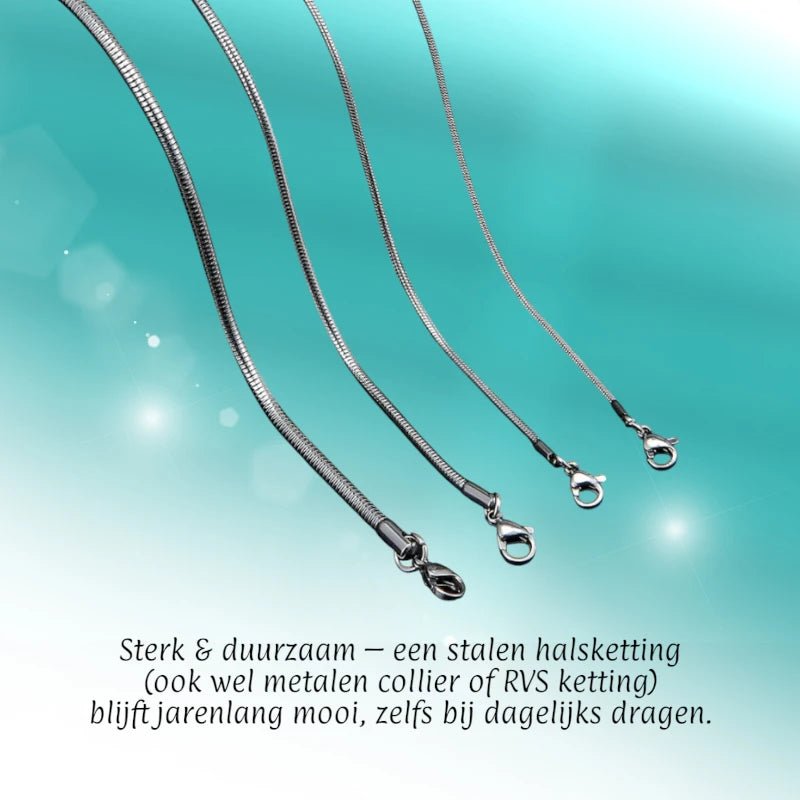 Zilverkleurige Slangenketting RVS &acirc;&euro;&ldquo; Ronde Snake Chain Dames Staal - 2.4mm / 60cm 