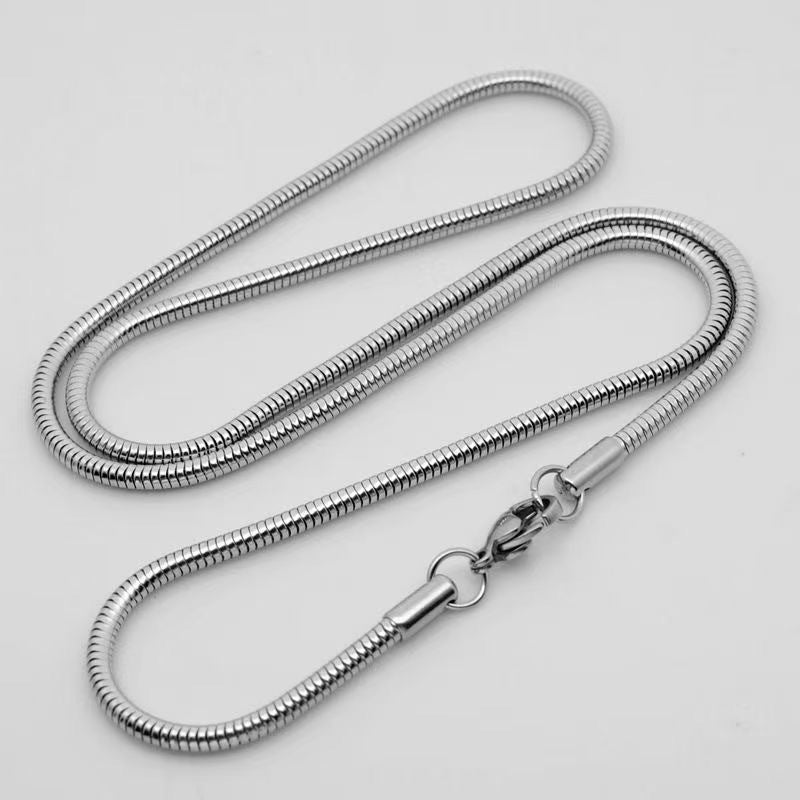 Zilverkleurige Slangenketting RVS &acirc;&euro;&ldquo; Ronde Snake Chain Dames Staal - 3.2mm / 65cm 