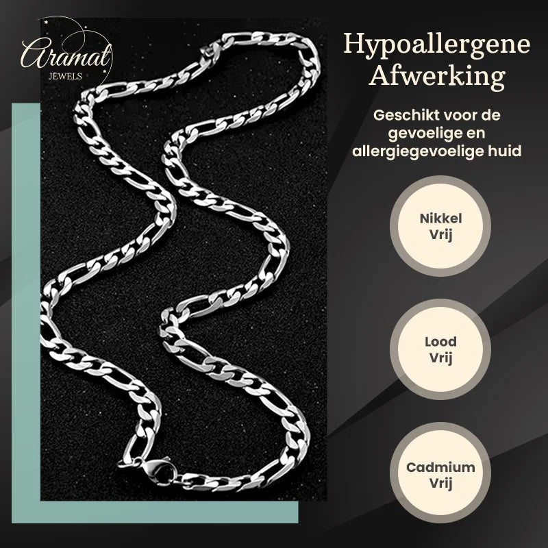 RVS Figaro Ketting Zilverkleurig &acirc;&euro;&ldquo; Klassieke Schakelketting Staal Unisex - 3mm / 