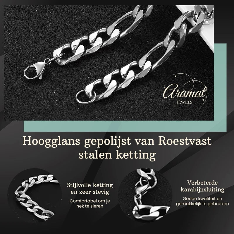 RVS Figaro Ketting Zilverkleurig &acirc;&euro;&ldquo; Klassieke Schakelketting Staal Unisex - 10mm /