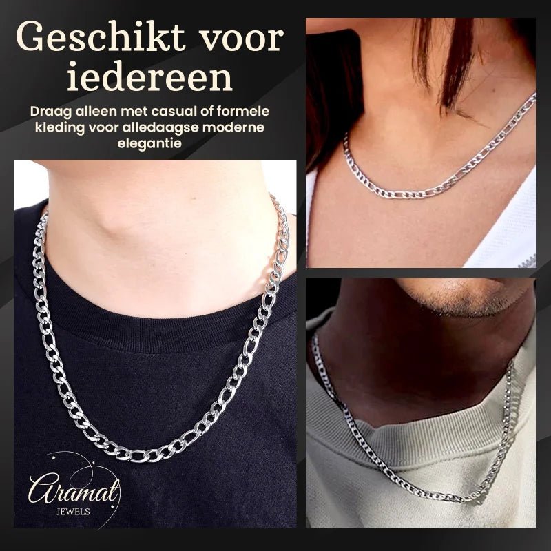 RVS Figaro Ketting Zilverkleurig &acirc;&euro;&ldquo; Klassieke Schakelketting Staal Unisex - 5mm / 