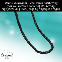 Zwarte Stalen Jasseron Ketting &acirc;&euro;&ldquo; Stoere Schakelketting Unisex RVS - 3mm / 70cm - 
