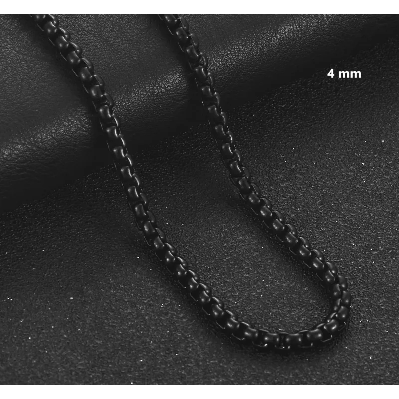 Zwarte Stalen Jasseron Ketting &acirc;&euro;&ldquo; Stoere Schakelketting Unisex RVS - 4mm / 100cm -