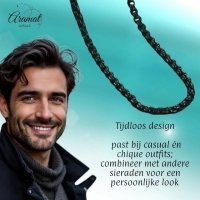 Zwarte Stalen Jasseron Ketting &acirc;&euro;&ldquo; Stoere Schakelketting Unisex RVS - 3mm / 90cm - 