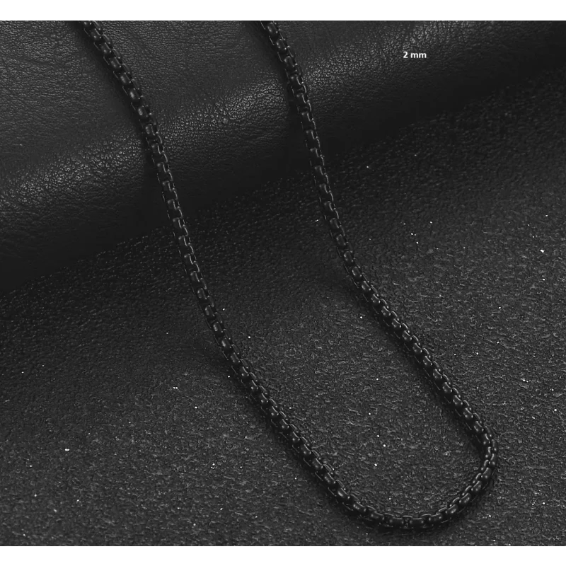 Zwarte Stalen Jasseron Ketting &acirc;&euro;&ldquo; Stoere Schakelketting Unisex RVS - 2mm / 90cm - 