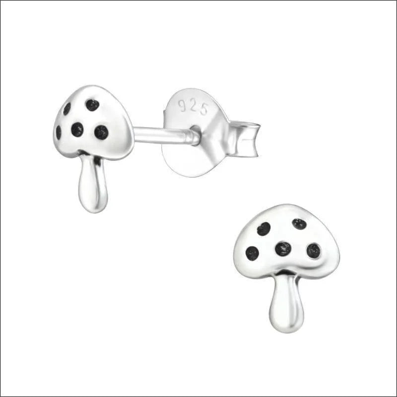 Prachtige Zilveren Paddenstoel Oorbellen - Emaille-8x7mm -
