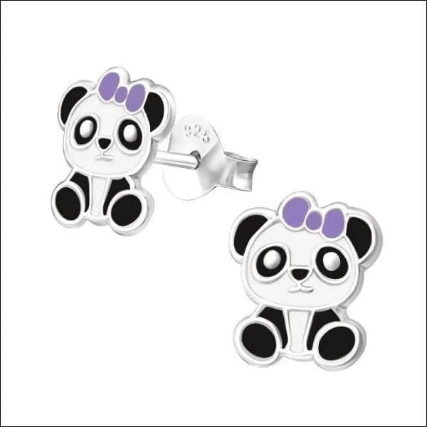 925 Zilveren Panda Oorbellen 8mm Kinderen - Schattige Pandabeer Oorstekers - Panda-9x8mm - Unisex