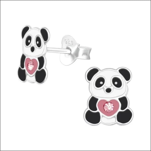 925 Zilveren Panda Oorbellen 8mm Kinderen - Schattige Pandabeer Oorstekers - Panda-10x8mm - Unisex