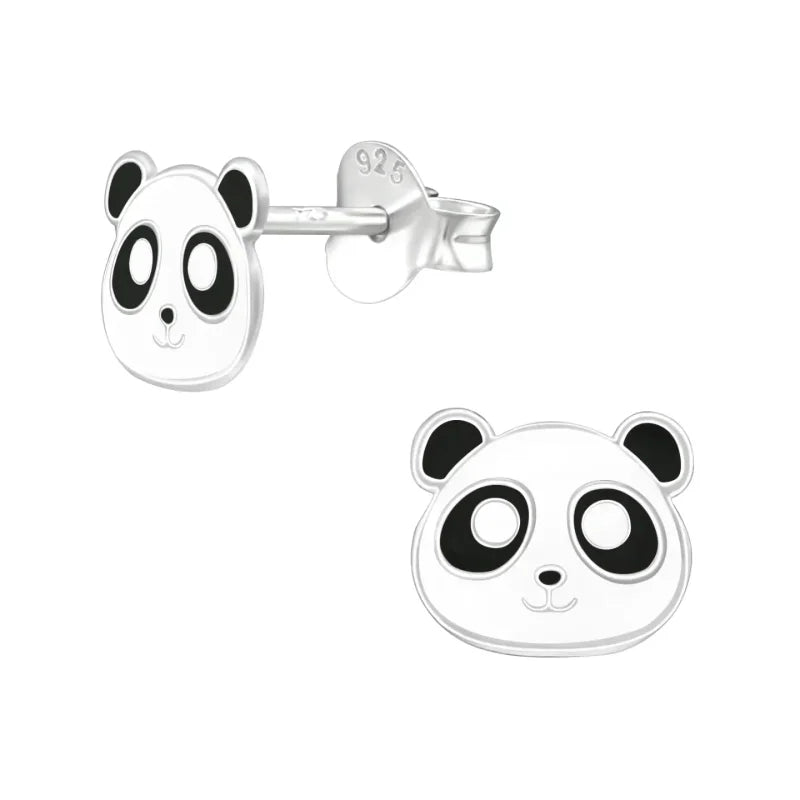 925 Zilveren Panda Oorbellen 8mm Kinderen - Schattige Pandabeer Oorstekers - Panda-7x6mm -