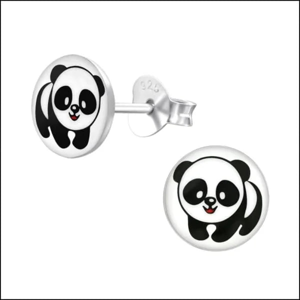 925 Zilveren Panda Oorbellen 8mm Kinderen - Schattige Pandabeer Oorstekers - Panda-7x6mm -