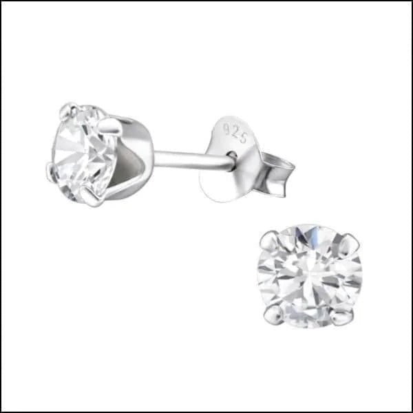 925 Zilveren Zirkonia Oorbellen Rond 4-8mm - Sprankelende Oorstekers - 5mm / Transparant -