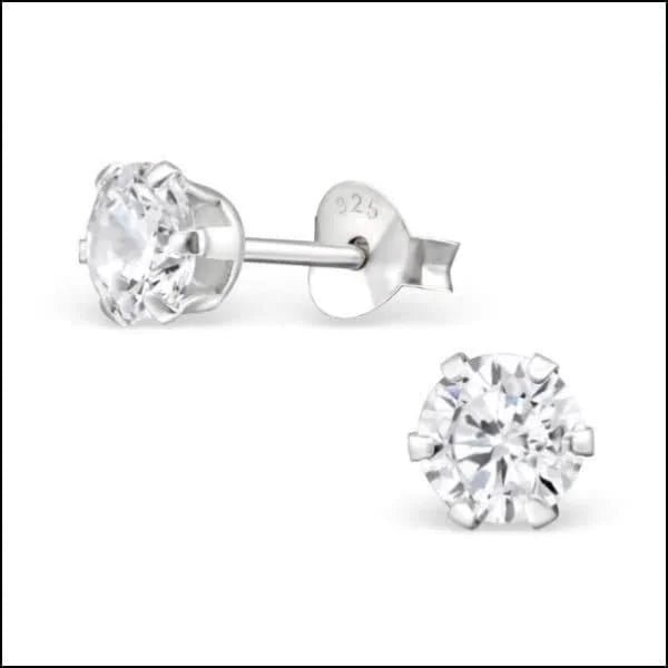 925 Zilveren Zirkonia Oorbellen Rond 4-8mm - Sprankelende Oorstekers - 5mm / Crystal -