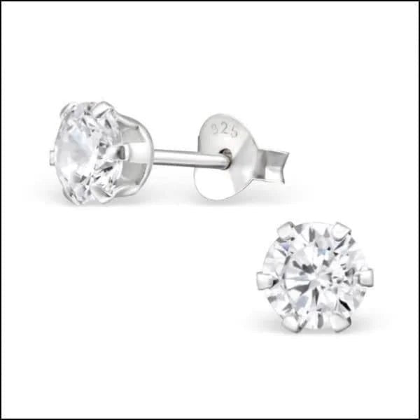 925 Zilveren Zirkonia Oorbellen Rond 4-8mm - Sprankelende Oorstekers - 5mm / Crystal -
