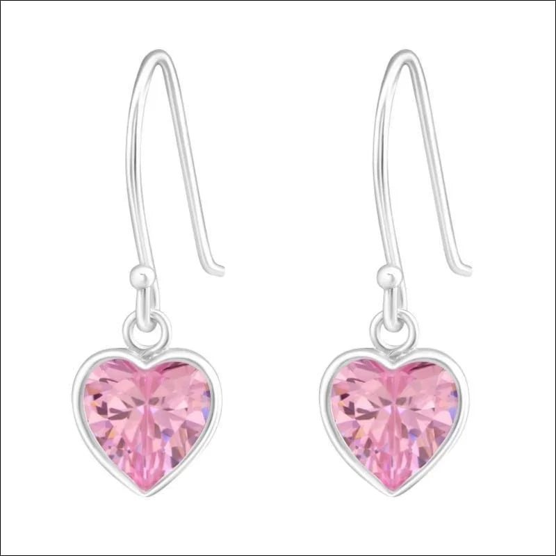 Schattige Zilveren Hartjes Oorhangers - Rood -