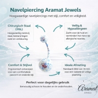Stalen Navelpiercing voor Sprankelende Stijl - Groen-Wit - Unisex