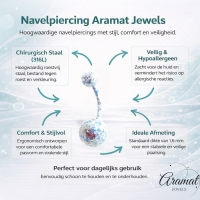 Stalen Navelpiercing voor Sprankelende Stijl - Groen-Wit - Unisex