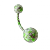 Stalen Navelpiercing voor Sprankelende Stijl - Groen-Wit - Unisex