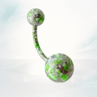 Stalen Navelpiercing voor Sprankelende Stijl - Groen-Wit - Unisex