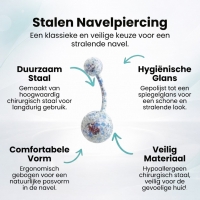 Stalen Navelpiercing voor Sprankelende Stijl - Groen-Wit - Unisex