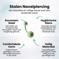 Stalen Navelpiercing voor Sprankelende Stijl - Groen-Wit - Unisex