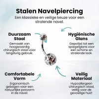 Stalen Navelpiercing voor Sprankelende Stijl - Groen-Wit - Unisex