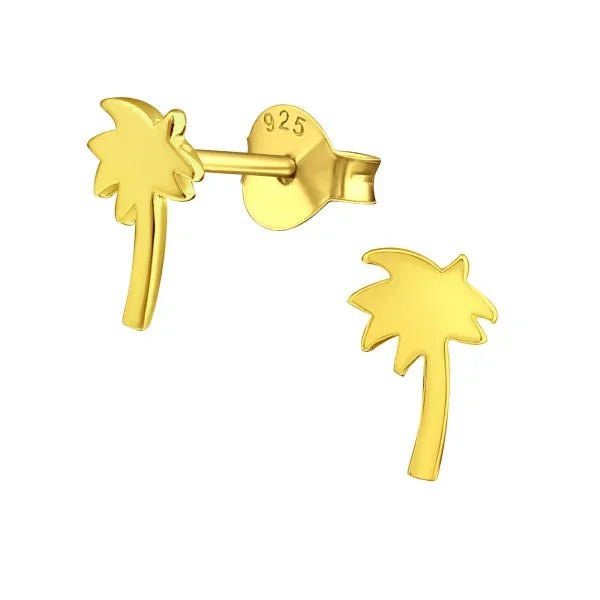 Zilveren Palmboom Oorbellen - Emaille-8x6mm -