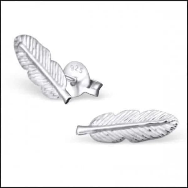 Zilveren Veertjes Oorbellen - Pastelkleur-13x5mm -