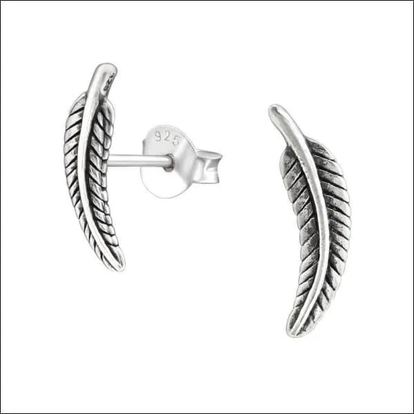 Zilveren Veertjes Oorbellen - Geoxideerd Zilver-4x13mm - Unisex