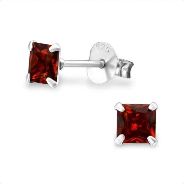 925 Zilveren Vierkante Zirkonia Oorbellen 4-8mm - Princess Cut Studs - 4mm / Paars -