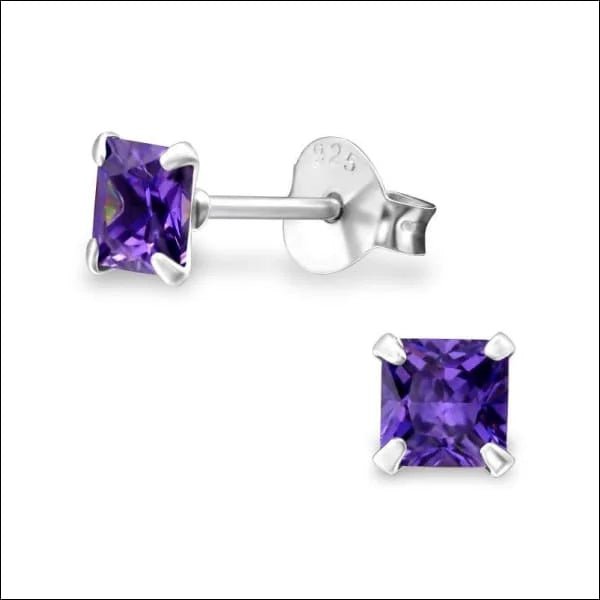 925 Zilveren Vierkante Zirkonia Oorbellen 4-8mm - Princess Cut Studs - 5mm / Champagne -