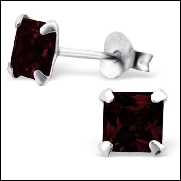 925 Zilveren Vierkante Zirkonia Oorbellen 4-8mm - Princess Cut Studs - 3mm / Robijn Rood -