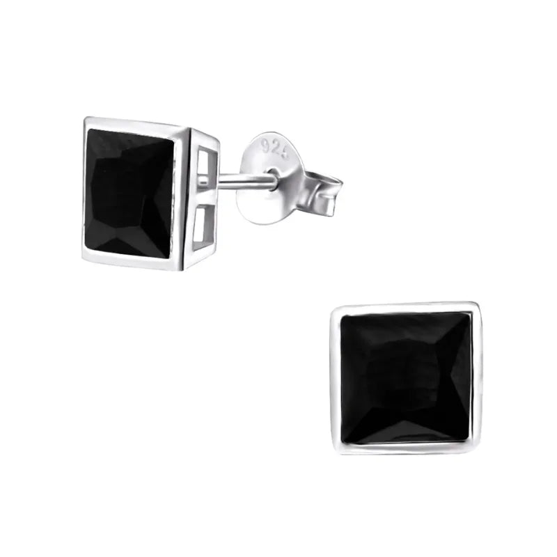 Zilveren Vierkante Oorbellen - Zirkonia 6mm - Rood -