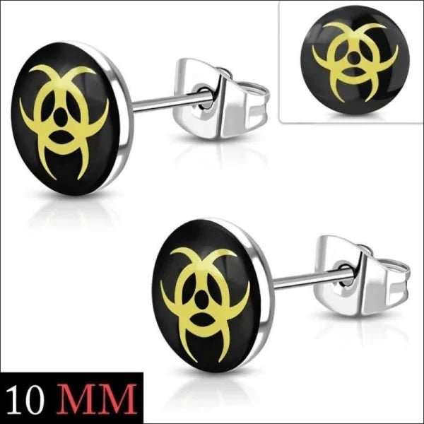 RVS Logo Oorknoppen Diverse Modellen 8mm - Stoere Oorstekers - 10mm / Biohazard -