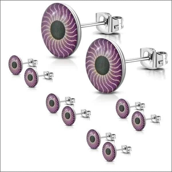 RVS Logo Oorknoppen Diverse Modellen 8mm - Stoere Oorstekers - 8mm / Oog-Paars -