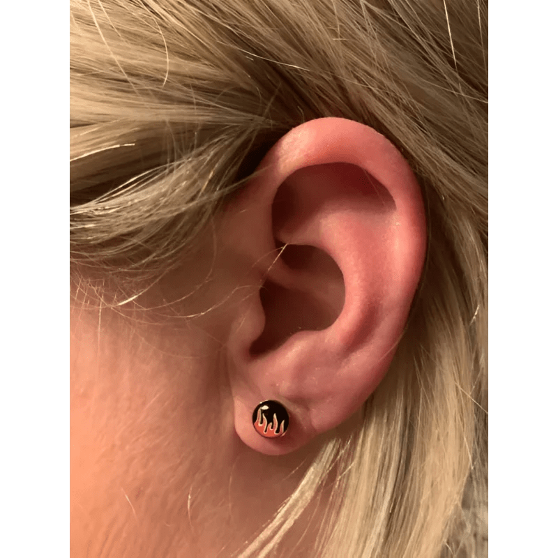 RVS Logo Oorknoppen Diverse Modellen 8mm - Stoere Oorstekers - 8mm / Oog-Paars -