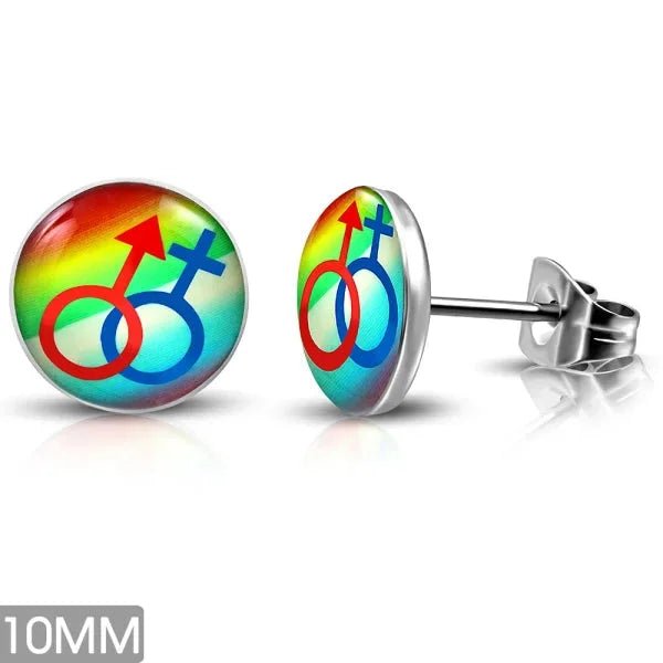 RVS Logo Oorknoppen Diverse Modellen 8mm - Stoere Oorstekers - 10mm / Gay pride-heren en dames-symbo