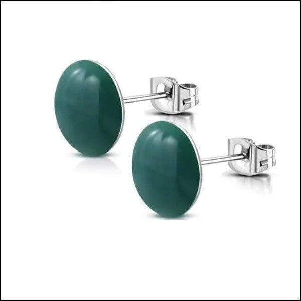 RVS Ronde Oorbellen Kleurrijk Emaille - Vrolijke Oorstekers - 8mm / Groen -