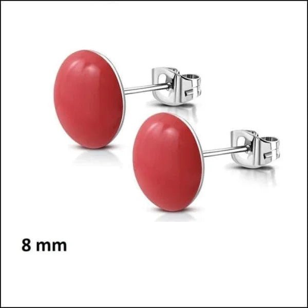 RVS Ronde Oorbellen Kleurrijk Emaille - Vrolijke Oorstekers - 8mm / Groen -