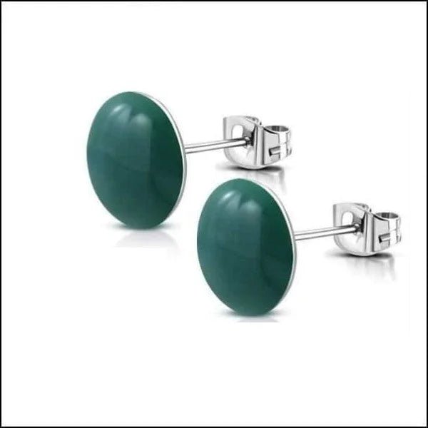 RVS Ronde Oorbellen Kleurrijk Emaille - Vrolijke Oorstekers - 9mm / Groen -