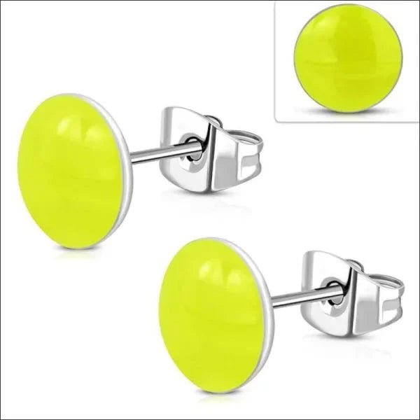 RVS Ronde Oorbellen Kleurrijk Emaille - Vrolijke Oorstekers - 6mm / Geel -