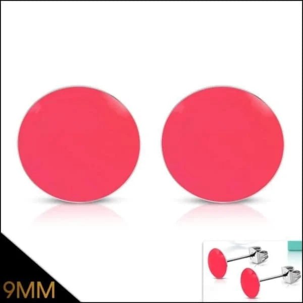 RVS Ronde Oorbellen Kleurrijk Emaille - Vrolijke Oorstekers - 6mm / Geel -